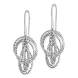 Sterling Silver Rhodium-plated Dangle D/C Circles Dangle Earrings-WBC-QE11440