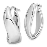 Sterling Silver RH-plated Polished Twist Hollow Hoop Earrings-WBC-QE11631