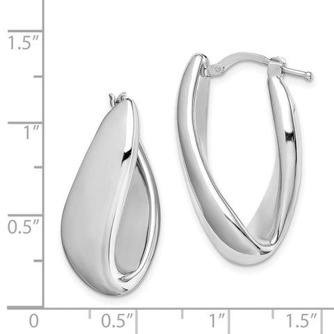 Sterling Silver RH-plated Polished Twist Hollow Hoop Earrings-WBC-QE11631