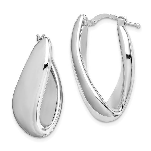 Sterling Silver RH-plated Polished Twist Hollow Hoop Earrings-WBC-QE11631