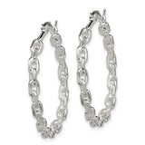 Sterling Silver Polished Cable Chain 3x30mm Hoop Earrings-WBC-QE11687