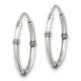 Sterling Silver Polished and Antiqued Endless Hoop Earrings-WBC-QE11708