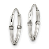Sterling Silver Polished and Antiqued Endless Hoop Earrings-WBC-QE11709