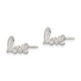Sterling Silver Polished Love Post Earrings-WBC-QE11757