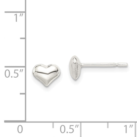 Sterling Silver Polished Heart Post Earrings-WBC-QE11764