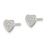 Sterling Silver CZ Heart Post Earrings-WBC-QE11767
