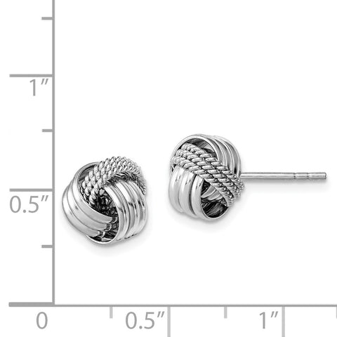 Sterling Silver Rhodium-plated Polished Twisted Knot Post Earrings-WBC-QE11783