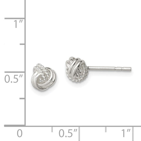 Sterling Silver Polished and Textured Knot Post Earrings-WBC-QE11786