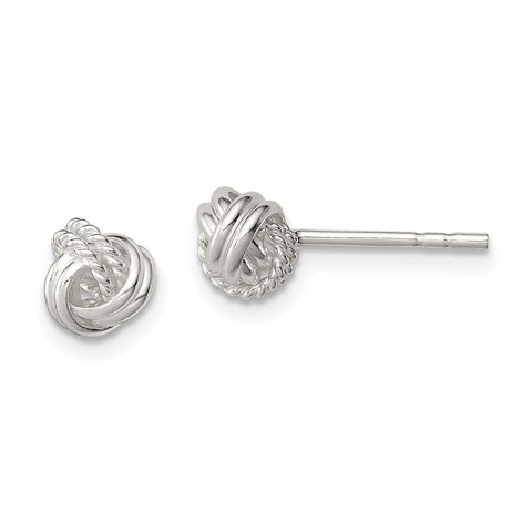 Sterling Silver Polished and Textured Knot Post Earrings-WBC-QE11786