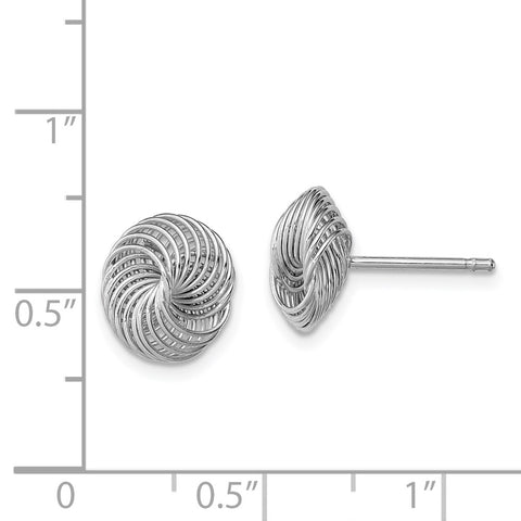 Sterling Silver Rhodium-plated Polished Twisted Knot Post Earrings-WBC-QE11788
