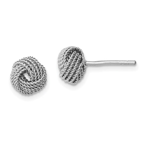 Sterling Silver Rhodium-plated Polished and Twisted Knot Earrings-WBC-QE11793