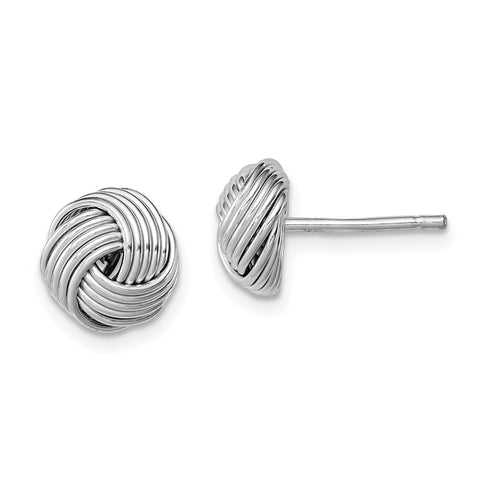 Sterling Silver Rhodium-plated Polished Twisted Knot Bead Post Earrings-WBC-QE11798
