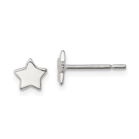 Sterling Silver Polished Star Post Earrings-WBC-QE11853