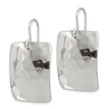 Sterling Silver Polished Hammered Square Shepherd Hook Earrings-WBC-QE12043