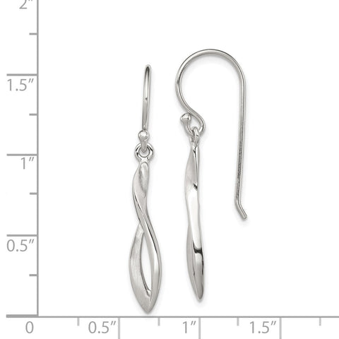 Sterling Silver Polished Twisted Shepherd Hook Earrings-WBC-QE12070