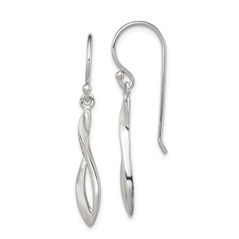 Sterling Silver Polished Twisted Shepherd Hook Earrings-WBC-QE12070