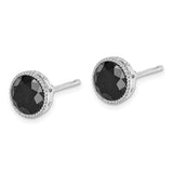 Sterling Silver Rhodium-plated Black Sapphire Post Earrings-WBC-QE12156