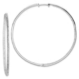 Sterling Silver Rhodium-plated Diamond In & Out Hoop Earrings-WBC-QE12248