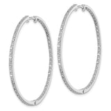 Sterling Silver Rhodium-plated Diamond In & Out Hoop Earrings-WBC-QE12250