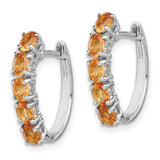 Sterling Silver Rhodium-plated Polished Citrine Hinged Hoop Earrings-WBC-QE12619CI