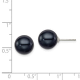 Sterling Silver Rh-plated 10-11mm Black FWC Round Pearl Earrings-WBC-QE12706