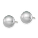 Sterling Silver Rh-plated 9-10mm Grey FW Cultured Round Pearl Stud Earrings-WBC-QE12716