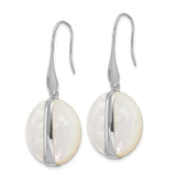 Sterling Silver Rhodium-plated Mother of Pearl Leverback Earrings-WBC-QE12873