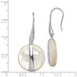 Sterling Silver Rhodium-plated Mother of Pearl Leverback Earrings-WBC-QE12873