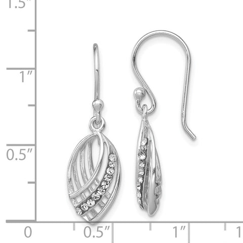 Sterling Silver Rhodium-plated Crystal Shepherd Hook Earrings-WBC-QE12972