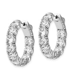 Sterling Silver Rhodium-plated CZ In & Out Round Hoop Earrings-WBC-QE12992
