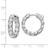 Sterling Silver Rhodium-plated CZ In & Out Round Hoop Earrings-WBC-QE12992