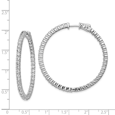 Sterling Silver Rhodium-plated CZ In & Out Hoop Earrings-WBC-QE12995