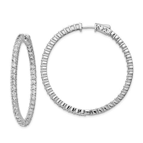 Sterling Silver Rhodium-plated CZ In & Out Hoop Earrings-WBC-QE12995