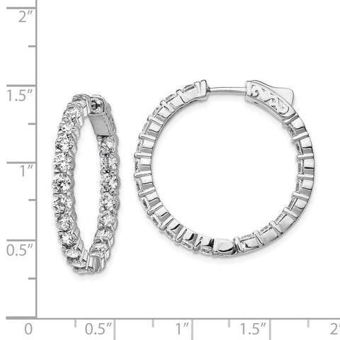 Sterling Silver Rhodium-plated CZ In & Out Hoop Earrings-WBC-QE12997