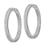 Sterling Silver Rhodium-plated CZ In & Out Hoop Earrings-WBC-QE13007