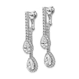 Sterling Silver Rhodium-plated CZ Dangle Safety Hinged Earrings-WBC-QE13009