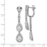 Sterling Silver Rhodium-plated CZ Dangle Safety Hinged Earrings-WBC-QE13009