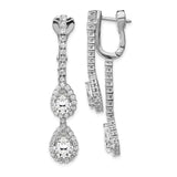 Sterling Silver Rhodium-plated CZ Dangle Safety Hinged Earrings-WBC-QE13009