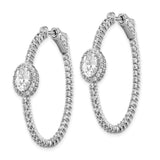 Sterling Silver Rhodium-plated Fancy CZ In & Out Oval Hoop Earrings-WBC-QE13014