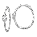 Sterling Silver Rhodium-plated Fancy CZ In & Out Oval Hoop Earrings-WBC-QE13014