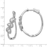 Sterling Silver Polished Curvy Pear Halo CZ In and Out Oval Hoop Earrings-WBC-QE13029