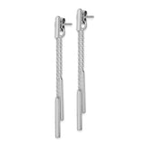 Sterling Silver RH-plated Bar and Chain Front/Back Dangle Earrings-WBC-QE13040