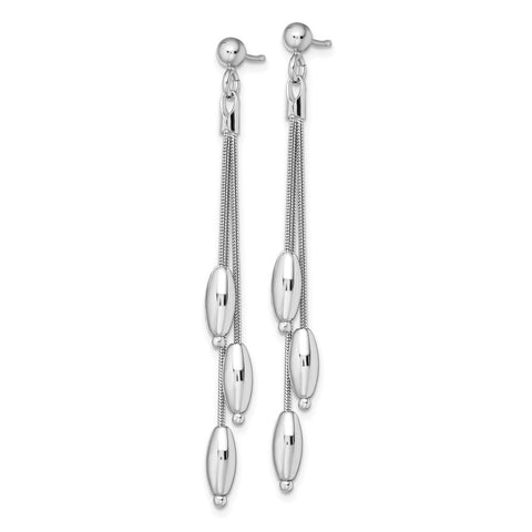 Sterling Silver Rhodium-plated Polished Dangle Post Earrings-WBC-QE13058