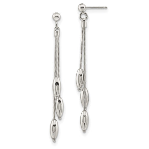 Sterling Silver Rhodium-plated Polished Dangle Post Earrings-WBC-QE13058