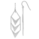 Sterling Silver Rhodium-plated CZ Fancy Dangle Shepherd Hook Earrings-WBC-QE13076