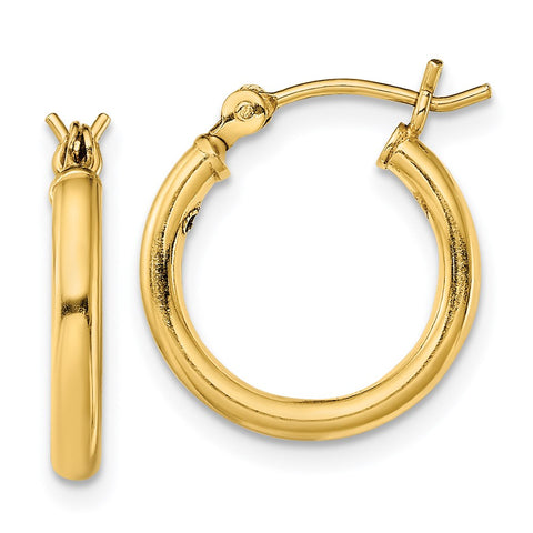 Sterling Silver Gold-Tone Polished 2x15mm Hoop Earrings-WBC-QE13141