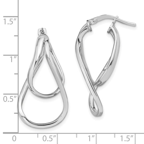 Sterling Silver Rhodium Plated Twisted Hoop Earrings-WBC-QE13177