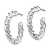 Sterling Silver RH-plated Polished Twisted 3mm Post Hoop Earrings-WBC-QE13188