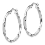 Sterling Silver RH-plated Polished Twisted 2.5x25mm Hoop Earrings-WBC-QE13269