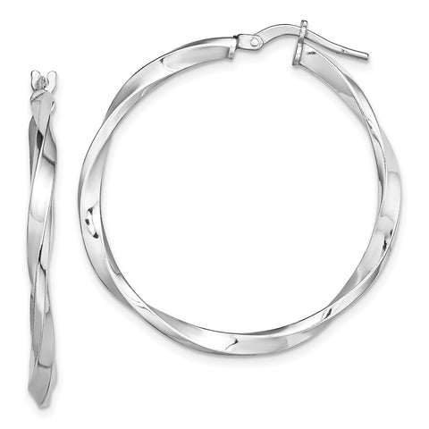 Sterling Silver RH-plated Polished Twisted 2.5x30mm Hoop Earrings-WBC-QE13270